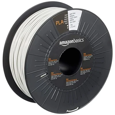 Obrázek Amazon Basics Filament do 3D tiskárny z plastu PLA, 1,75 mm, světle šedá, cívka 1 kg