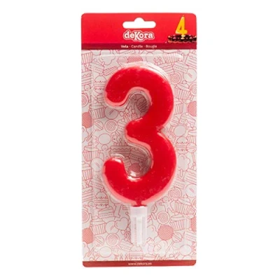 Obrázek Dekora Geburtstag Party Deko Kerze XXL Rot Nummer 3