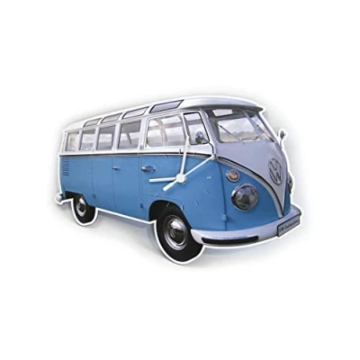 Obrázek BRISA VW Collection nástěnný dílenský hodinový ukazatel času, časoměr v designu autobusu T1 (klasický autobus/modrý)