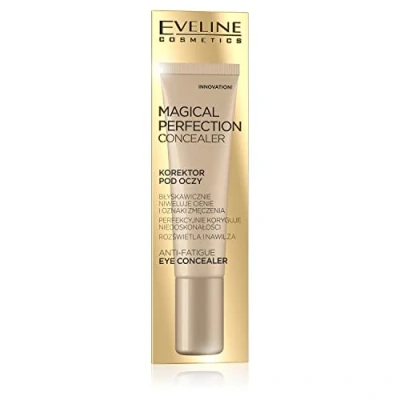 Obrázek Eveline Cosmetics Magical Perfection Concealer 15 ml, Anti Aging oční koncealer s kyselinou hyaluronovou, vitaminem E, peptidy a matcha pro zesvětlení hydrataci