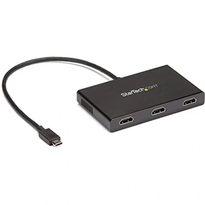 Obrázek StarTech.com 3 Port USB C Multi Monitor Adapter, auf 3x HDMI MST Hub, Dreifach 1080p 60Hz Laptop Display Extender / Splitter, extra langes integ. Kabel, nur Windows (MSTCDP123HD)