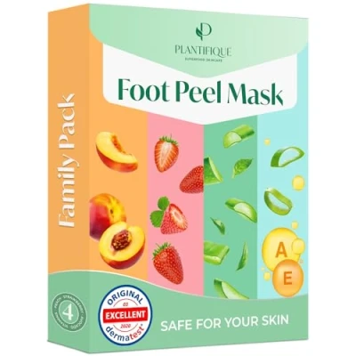 Obrázek Plantifique Maska na nohy Ponožky zrohovatělou kůži 4 páry ponožek k odstranění zrohovatělé kůže nohou Peel Mask proti