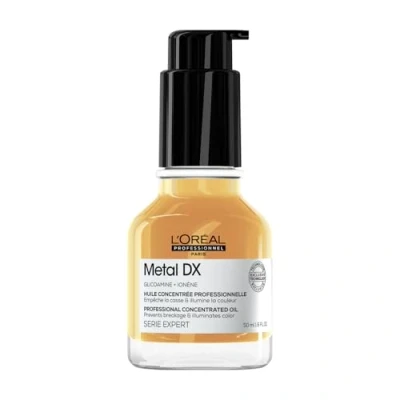 Obrázek L&#039;Oréal Professionnel Koncentrovaný olej pro všechny typy vlasů, Anti Frizz Leave In, tepelná ochrana a hedvábný lesk, Serie Expert, Metal DX Oil, 50 ml