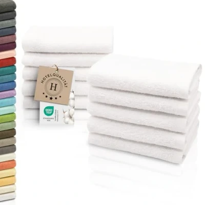 Obrázek Sada 10 ks mýdlových ručníků, 30 x cm, 100% bavlna, 450 g/m², bílá, 133, cm