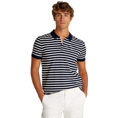 Obrázek Tommy Jeans SLIM Placket Polotričko, Muži, Velikost: 58, Dark night navy/ecru