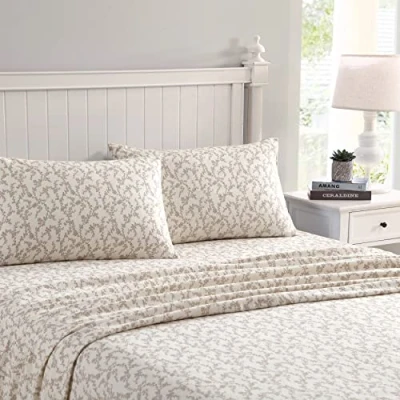 Obrázek Laura Ashley Startseite Bettlaken, Baumwoll Flanell Bettwäsche Set, gebürstet für zusätzliche Weichheit und Komfort (Victoria, Full)