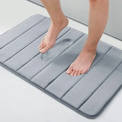 Obrázek Homaxy Paměťová pěna Koupelnový koberec savý protiskluzová koupelnová předložka omyvatelná rohož 51 x 76 cm, šedá