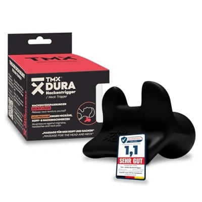 Obrázek TMX® DURA šíjový spoiler k vlastnímu ošetření bolesti šíje, krční páteře hlavy, migrény, závratě a tinnitus akupresura na krk specialista šíji Made in Germany