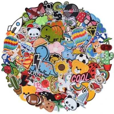 Obrázek J.CARP 60Pcs Random Assorted Iron on Patches, Cute Sewing Applique for Jackets, Hats, Backpacks, Jeans, DIY Accessories, Style 1