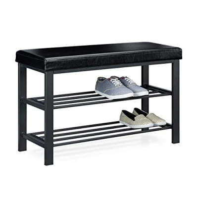 Obrázek Lavice na boty Relaxdays, otevřená, pro 6 8 párů bot, botník se sedákem, polstrování z umělé kůže, (V x Š H) 49 81 32 cm, 2 patra