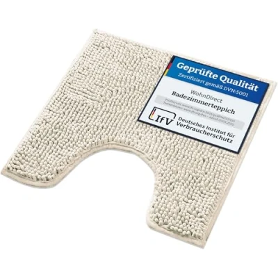 Obrázek WohnDirect Koupelnová rohož 45 x cm s WC výřezem krémová protiskluzová a pratelná koupelnový koberec lze kombinovat do sady, předložka koupelny, souprava,