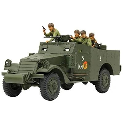 Obrázek TAMIYA 35363 1:35 US M3A1 Scout car/puška, modelářství, plastová stavebnice, hobby, kutilství, lepení, modelářská sada, model, montáž