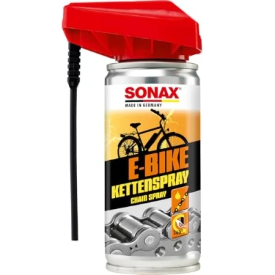 Obrázek SONAX Sprej na řetěz E Bike, s EasySpray (100 ml) čistí, chrání a maže, snižuje opotřebení tření, proti korozi, vysoký účinek tečení přilnavosti č. výr. 08721000