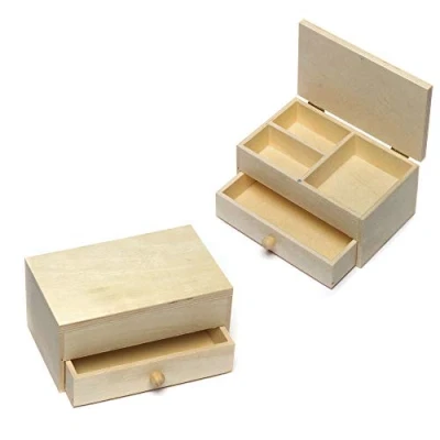 Obrázek Baker Ross Dřevěná šperkovnice pro děti k dekoraci a úpravě (2 kusy), 12 cm x 7 6