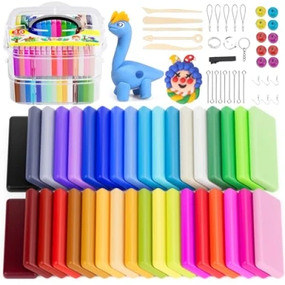 Obrázek Polymer Clay iFergoo 36 barev Modelovací sada barev, Nontoxic DIY Oven Bake s 5 modelovacími nástroji a příslušenstvím pro šperky, dětská umělecká řemesla Dárek