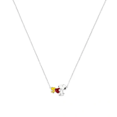 Obrázek Peanuts Snoopy &amp; Woodstock NF00747SRPL 18.PH Halskette mit Herzanhänger, Einheitsgröße, Messing, Kein Edelstein