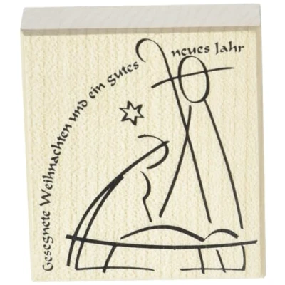 Obrázek Rayher razítko dřevo &quot;Požehnané Vánoce a...&quot;, 7 x 8 cm, s motivem dřevo, dřevěné Razítko, textem, vánoční Butterer 28273000, barvy dřeva