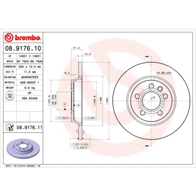 Obrázek Brembo 08. 9176. 11 COATED DISC LINE brzdový kotouč pár