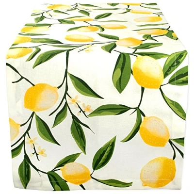 Obrázek DII Quadratische Tischdecke aus Baumwolle für den Herbst Catering Events, Dinner Partys, Grillabende im Sommer oder täglichen Gebrauch, Lemon Bliss, Tablecloth, 52x52