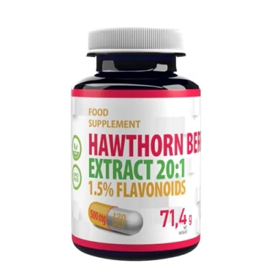 Obrázek Hawthorn Berry (Weißdornbeere) 10,000mg Äquivalent (500mg von 20:1 Extrakt) 120 Vegane Kapseln, Laborgeprüft, Hochdosiert