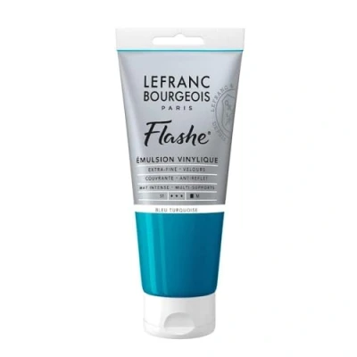 Obrázek Lefranc Bourgeois 300636 Flashe akrylová barva &amp; vinylová barva, vysoce pigmentovaná, elastická, stálá na světle, odolná proti stárnutí, matná, pro vnitřní i venkovní použití, 80ml tuba tyrkysově modrá