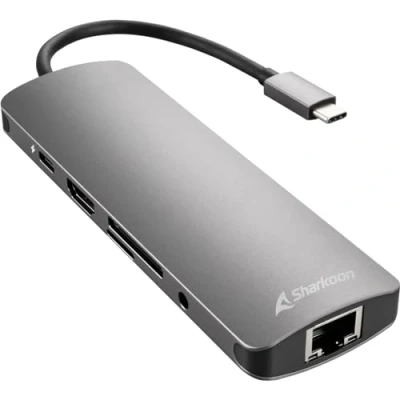 Obrázek Sharkoon USB 3. 0 typ C Combo adaptér tmavě šedý