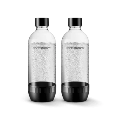 Obrázek SodaStream 1l náhradní lahve DuoPack Tritan pro všechny běžné výrobníky sody s plastovými lahvemi se šroubovacím závitem, 2 x PET láhev, černé