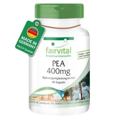 Obrázek Fairvital PEA 400 mg 90 kapslí palmitoylethanolamid na 3 měsíce testováno kvalitu a bezpečné dávkování 100% vegan Made in Germany