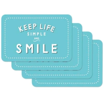 Obrázek Venilia Stolní sada prostírání do jídelny světle zelená s nápisem &quot;Be Positive and Enjoy live&quot;, 4dílná omyvatelný polypropylen, vhodný pro potraviny 45 x 30 cm, 4 kusy, 59069