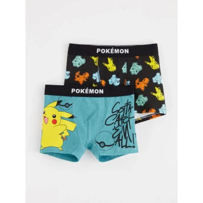 Obrázek Lindex Elastic Pokemon 2 PACK Široké boxerky pro děti, Velikost: 122/128, Light dusty turquoise