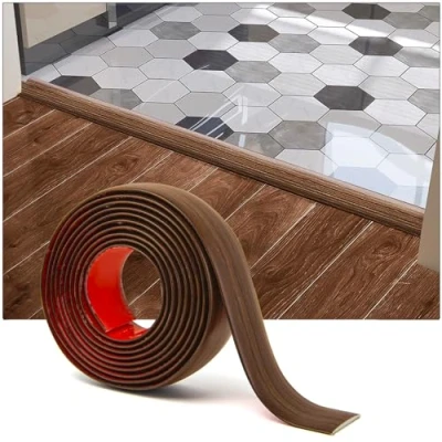 Obrázek Art3d Samolepicí vinylové podlahové přechodové proužky 1 m laminátové podlahy ploché dělicí na podlaze pro spojení mezer mezi podlahami a kobercovými prahy Dlažba 122 x 4 0,3 cm třešeň dřevo