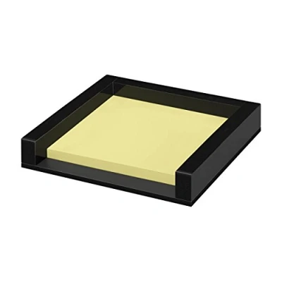 Obrázek Wedo 631801 box na lístky Black Office z akrylového skla, 50 listů poznámkových bloků, gumové nožky 76 x mm, v dárkové krabici, černá