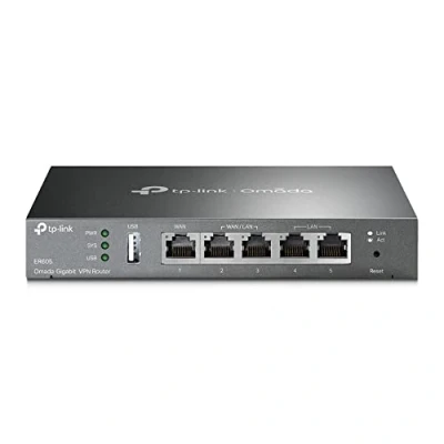 Obrázek TP LINK ER605 5 Port Dual/Multiple WAN VPN Router(bis zu 4 Gigabit Ports, hochsicheres, Omada SDN, zentrales Management, intelligente Überwachung, Firewall) schwarz, ideal für Büronetzwerk