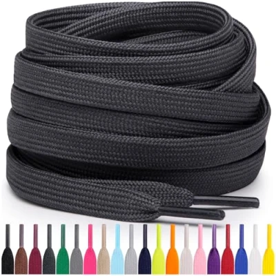 Obrázek Miscly Flache Schnürsenkel, in verschiedenen Längen und Farben erhältlich (114 cm, Dunkelgrau)