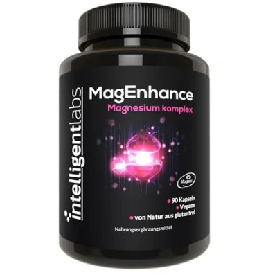 Obrázek Intelligent Labs MagEnhance Magtein Magnesium L Threonate Komplex Hochdosiert Complex Magnesiumglycinat Taurat, 90 Kapseln