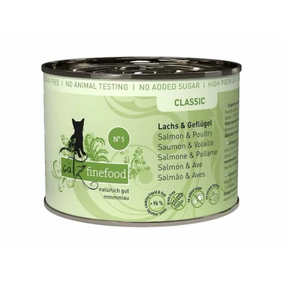 Obrázek Konzerva CATZ FINEFOOD s lososem a drůbežím masem 200g