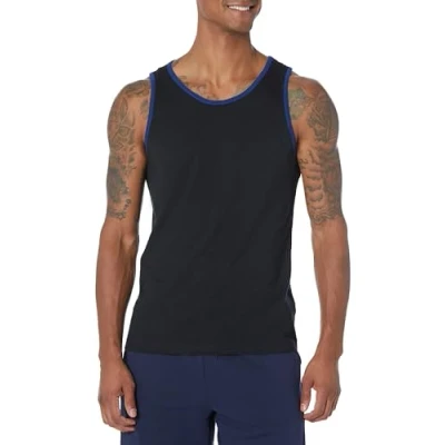 Obrázek Amazon Essentials Herren Tanktop, Schmale Passform, Schwarz/Blau, XL