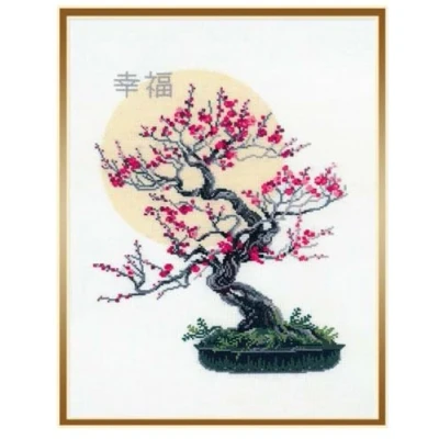 Obrázek Riolis Stickbild Set, Motiv Bonsai Sakura Wish von Wohlbefinden Multi Color, Kreuzstich, c1