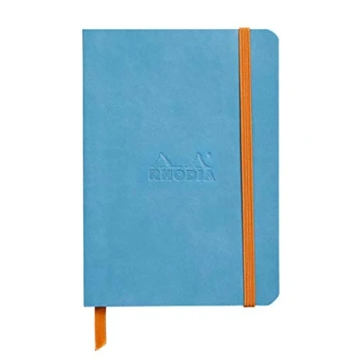 Obrázek Rhodia 117357C Rhodiarama poznámkový sešit (s měkkou obálkou, dot grid, 72 listů, 90 g papíru v barvě slonoviny, DIN A6, 10,5 x 14,8 cm, záložka, vnitřní kapsa) 1 kus tyrkysově modrá