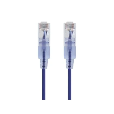 Obrázek Monoprice Cat6A Ethernetový patch kabel 20 cm fialová (10 kusů) snagless RJ45 550 MHz UTP čistý měděný drát 10G 30AWG SlimRun série