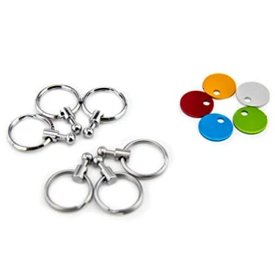 Obrázek Troika Patent Colour KYR61/MC Keyring inkl. carabiner 5 exchangeable rings coloured chips metal/brass matt multicoloured original, vícebarevné, Přívěšek na klíče