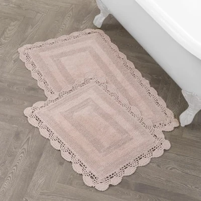 Obrázek Laura Ashley Crochet Cotton předložka do koupelny, 24 x 40 cm, krémově bílá