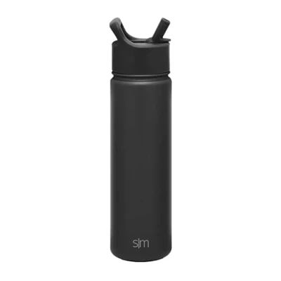 Obrázek Simple Modern láhev na pití s brčkem, vodu z ušlechtilé oceli, izolovaná pro sportovní fitness studio celkem 650 ml Midnight Black