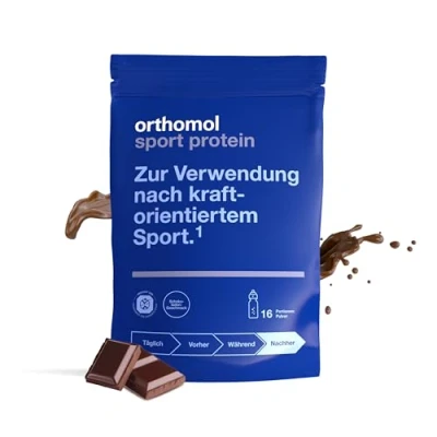 Obrázek Orthomol Sportovní protein regenerace po silových sportech proteinový prášek s kreatinem a BCAA čokoládová příchuť, 16 hodin denních porcí