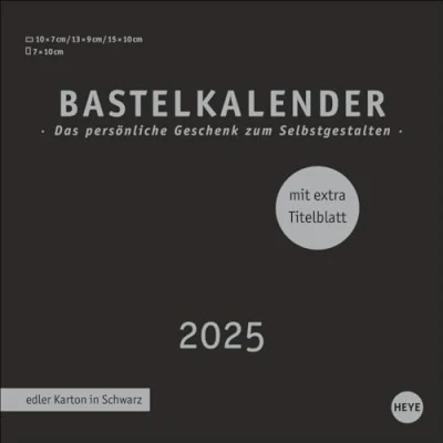Obrázek Premium Bastelkalender schwarz klein 2025: Blanko Kalender zum Basteln und Verschenken mit extra Titelblatt für eine persönliche Gestaltung. Foto 2025. (Foto /Bastelkalender Heye)