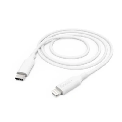 Obrázek Hama nabíjecí kabel Apple pro iPhone, iPad, iPod (USB C USB Lightning, rychlonabíjecí certifikovaný MFI, datový funguje s nabíječkou Power Delivery, 1 m) bílý