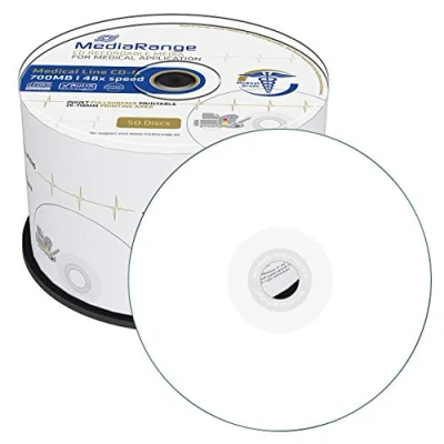 Obrázek MediaRange Medical Line CD R 700MB80min 48násobná rychlost zápisu, celoplošný potisk (inkoustové tiskárny), 50 ks Cakebox