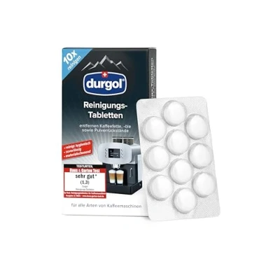 Obrázek durgol Čisticí tablety čistí, chrání a pečuje o kávovary všech typů značek biologicky odbouratelné německá verze 1 x 10 tablet