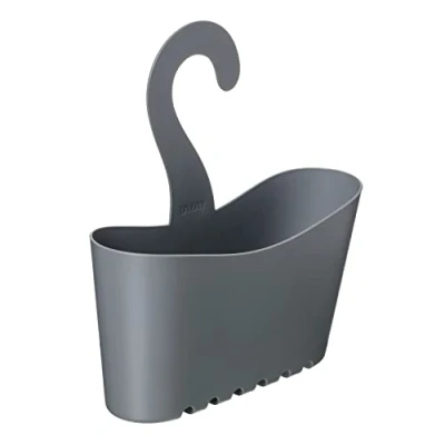 Obrázek TATAY Sprchový koš s háčky, polypropylen, multifunkční koš, umožňuje zavěšení koše ve sprše, šedý, rozměry: 25 x 9 28 cm