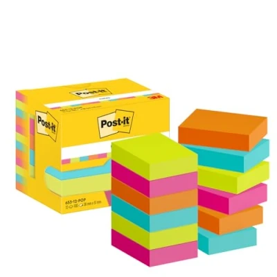 Obrázek Post it Notes Poptimistic Collection, Packung mit 12 Blöcken, 100 Blatt pro Block, 38 mm x 51 mm, Pink, Grün, Blau, Orange Selbstklebende Notizzettel für Notizen, To Do Listen und Erinnerungen